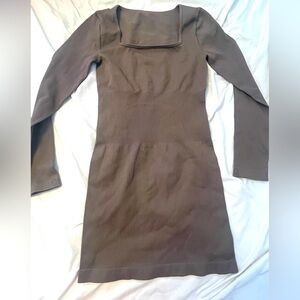 BRAND NEW!!! Brown ribbed square neck dress